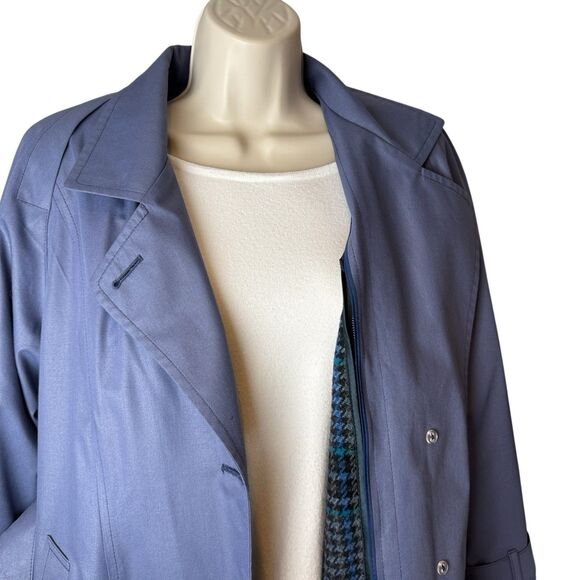 Vintage London Fog Trench Coat Rare Cornflower Blue Lined Women’s 8P USA 80s 90s - Picture 2 of 16